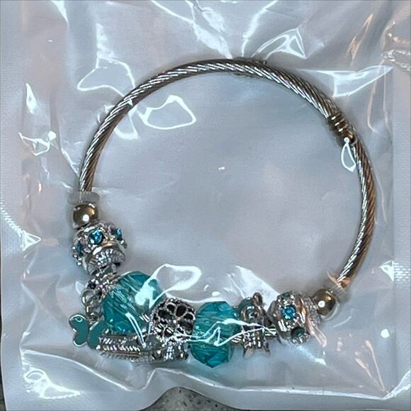 Fashion Jewelry Bangle Dream Catcher Bangle Bracelet in Silver and Blue - Picture 1 of 5